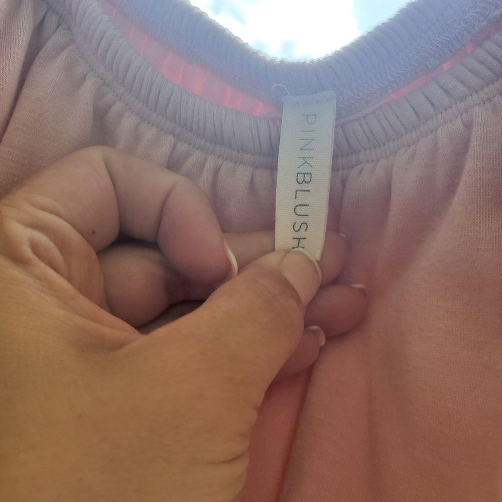 Pinkblush Ruffle Off Shoulder Maternity Maxi Dress Pastel Pink Stretch Pregnancy - Picture 8 of 14